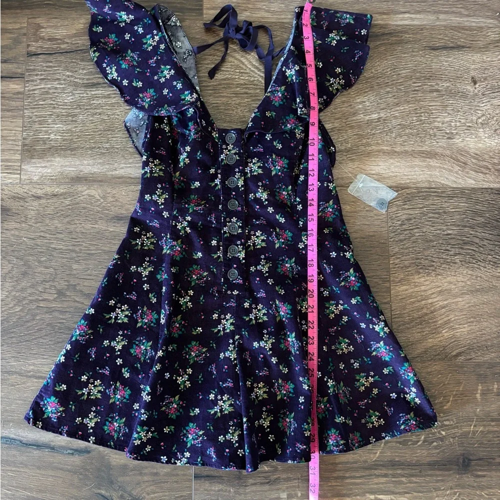 Free People Purple Corduroy Floral Romper Size XS - Picture 8 of 9